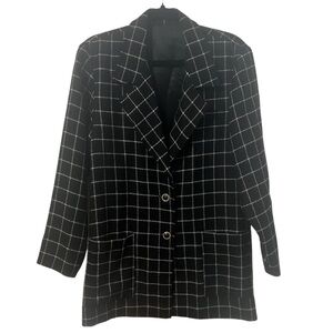 Black Plaid Long Blazer Coat fit like a Size M